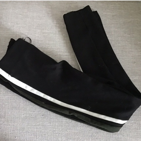 Zara black green/white stripe front zipper pants - Picture 4 of 4